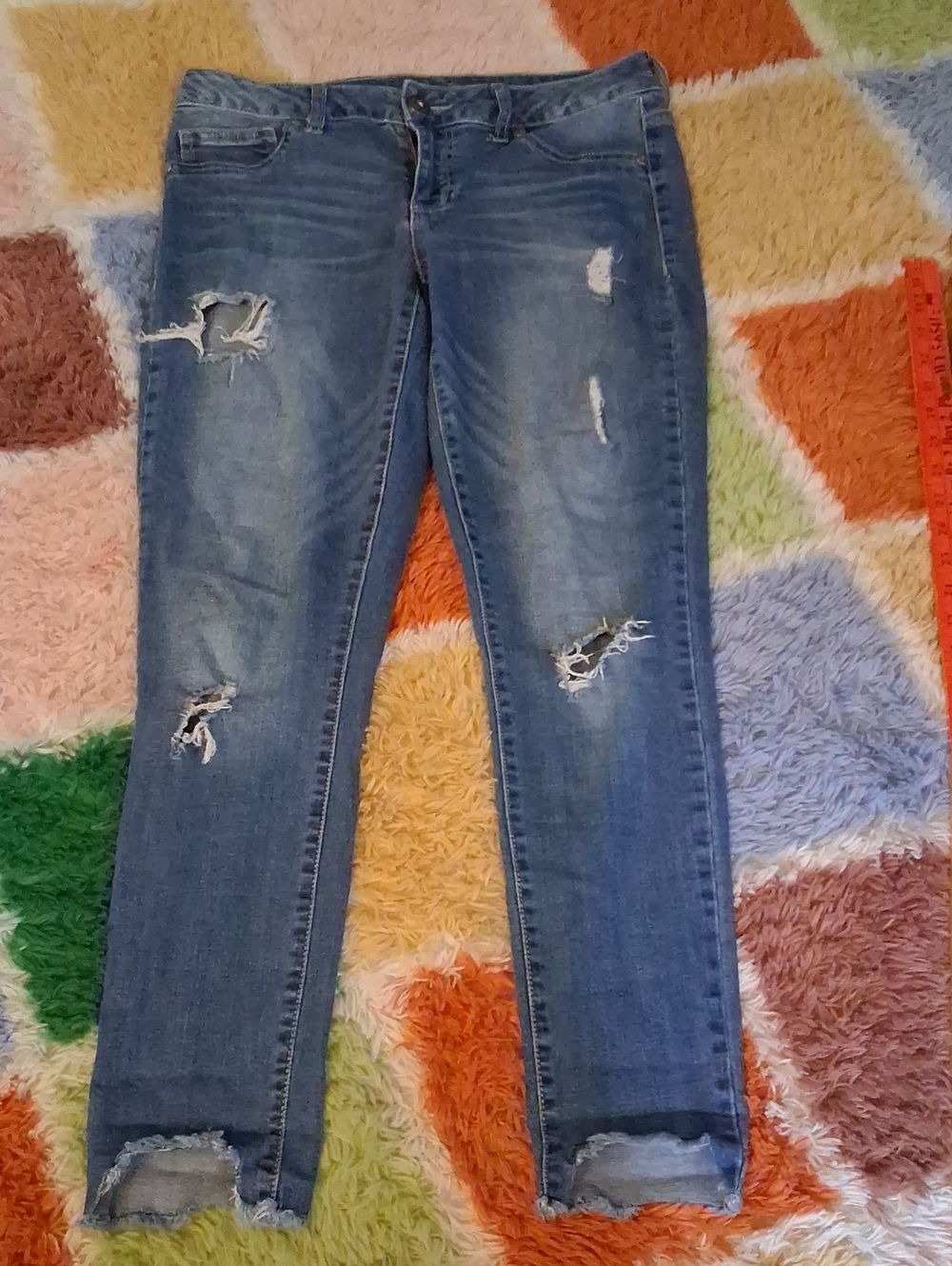 Maurices Blue Ripped Skinny Jeans